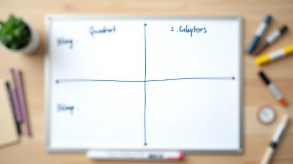 Whiteboard with four quadrant matrix labeled with priority levels and example tasks
