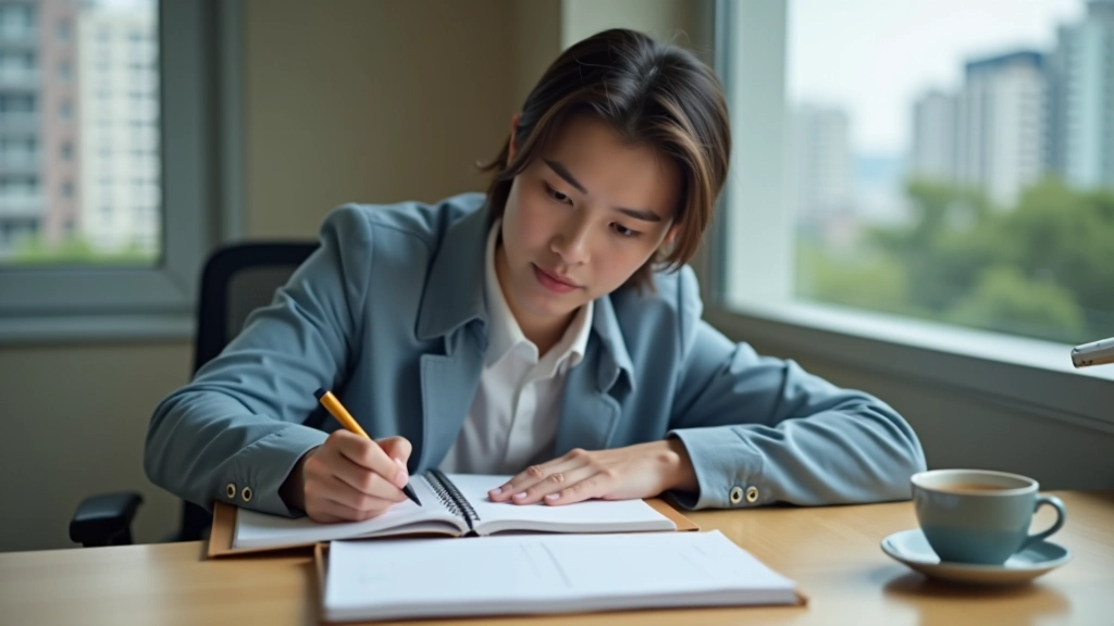 Person writing in planner with organized time blocks displayed