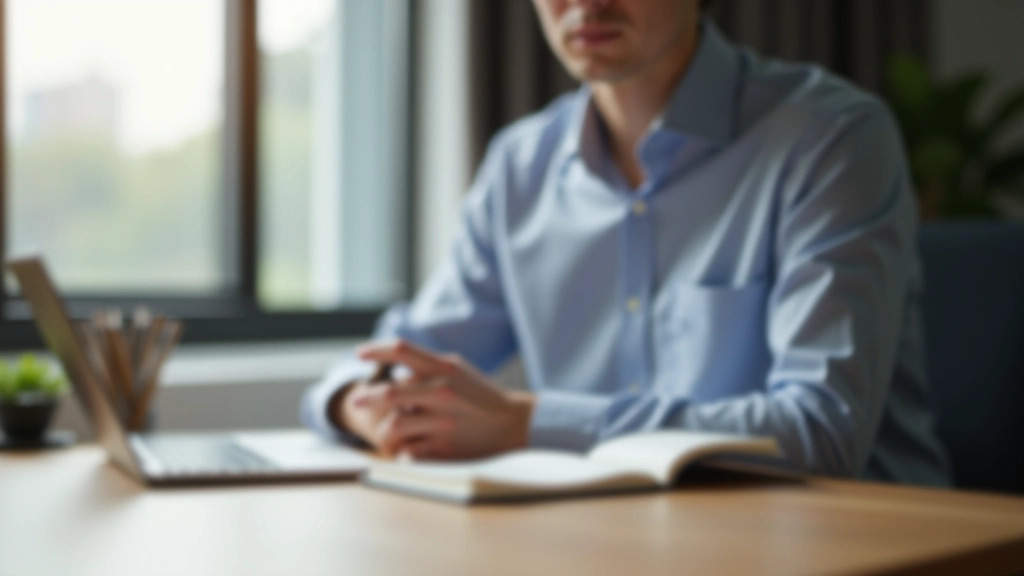 Person at desk reviewing priority list with focused concentration
