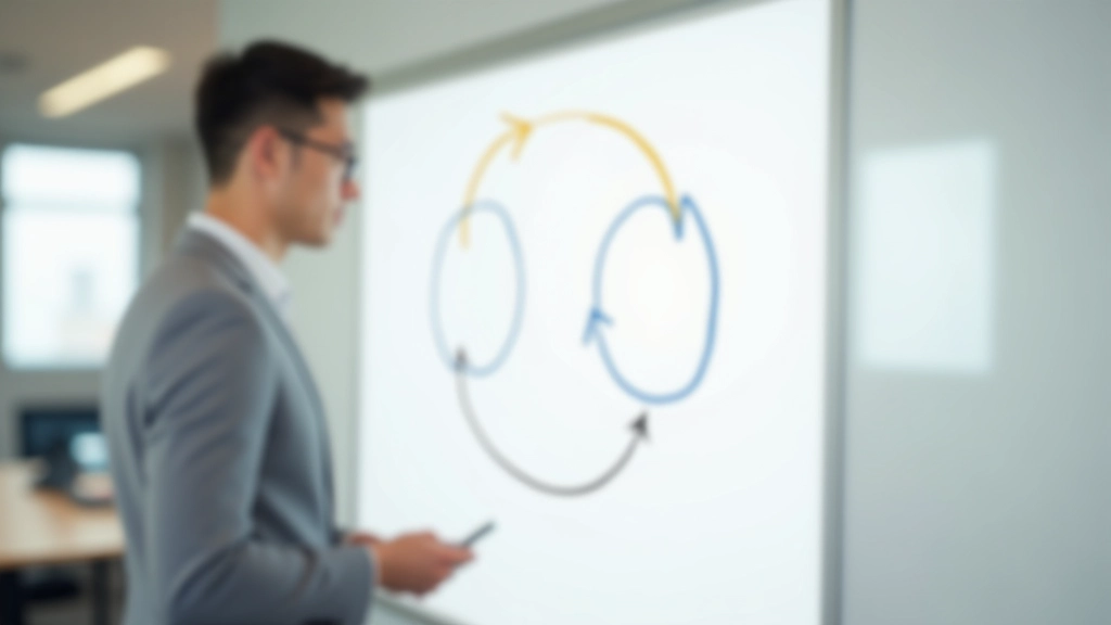 Whiteboard diagram showing habit loop cycle with cue routine reward arrows