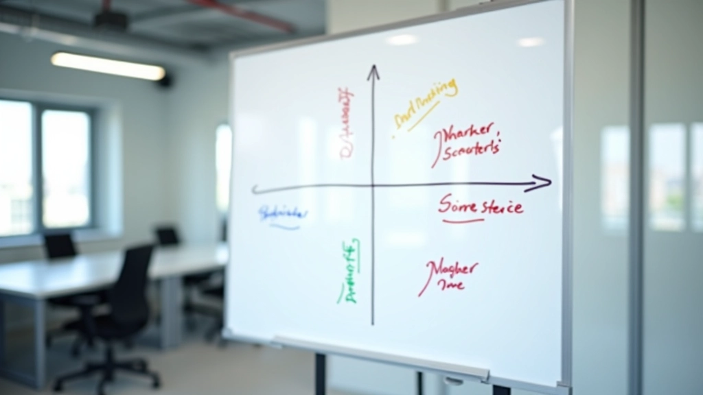 Whiteboard with priority matrix and planning notes